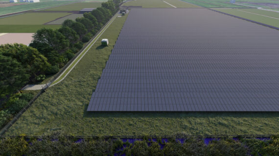 Veld met zonnepanelen